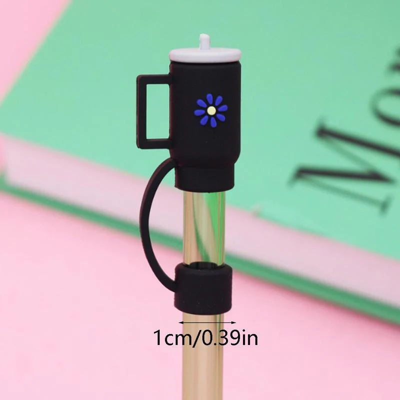 Add a Splash of Fun with Our Random Color Cute Cup Design Silicone Straw Covers - Available in 1 to 6 Packs!