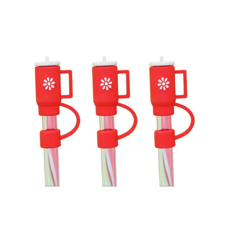 Add a Splash of Fun with Our Random Color Cute Cup Design Silicone Straw Covers - Available in 1 to 6 Packs!