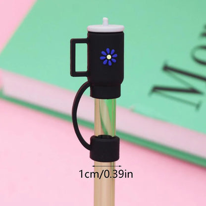 Add a Splash of Fun with Our Random Color Cute Cup Design Silicone Straw Covers - Available in 1 to 6 Packs!